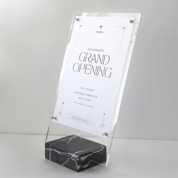 重厚な存在感 石製サインホルダー 角型