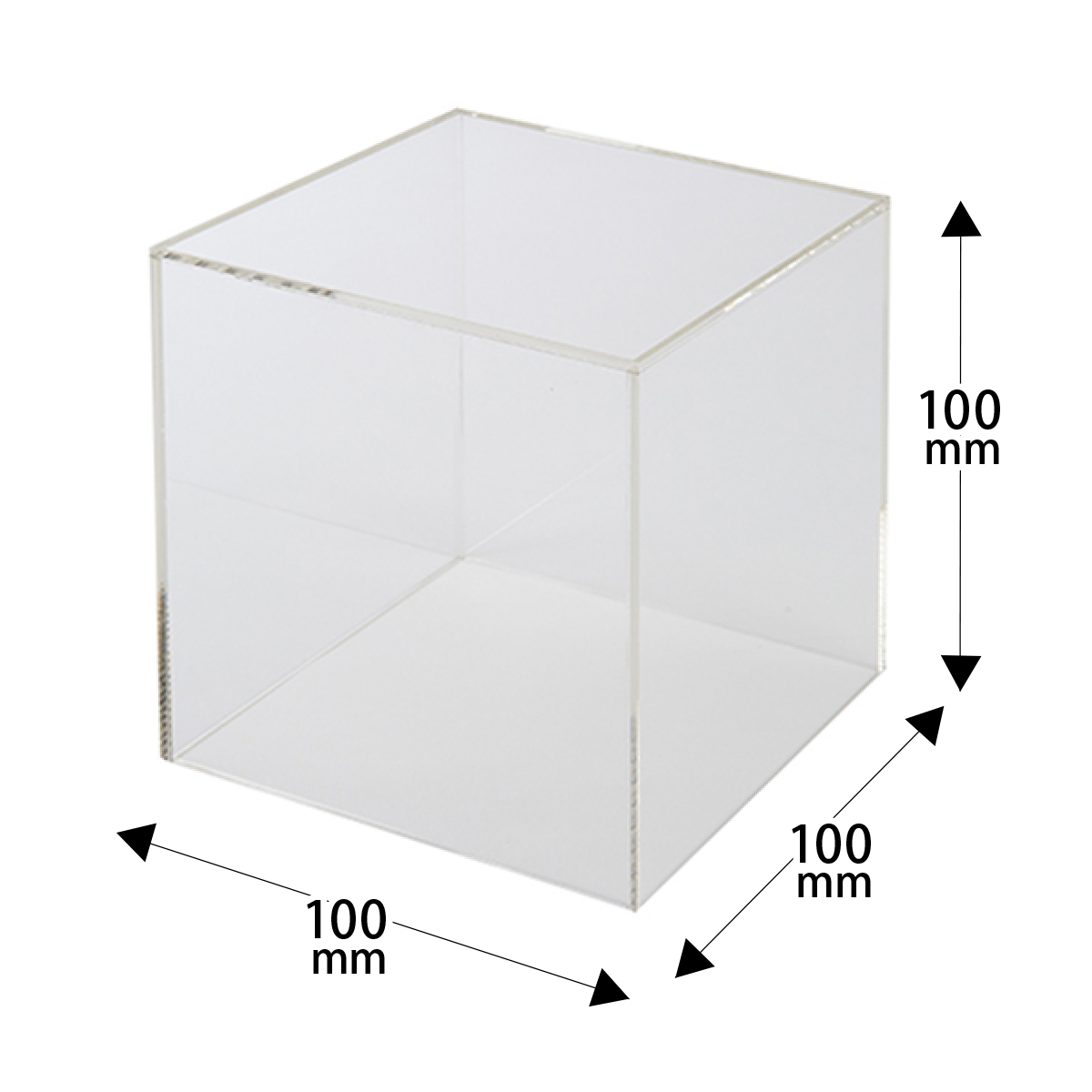 アクリルディスプレイボックス 10cm角 AB-100 外寸100×100×100mm 寸法図