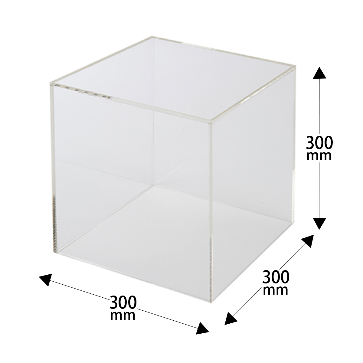 アクリルディスプレイボックス 30cm角 AB-300 外寸300×300×300mm 寸法図